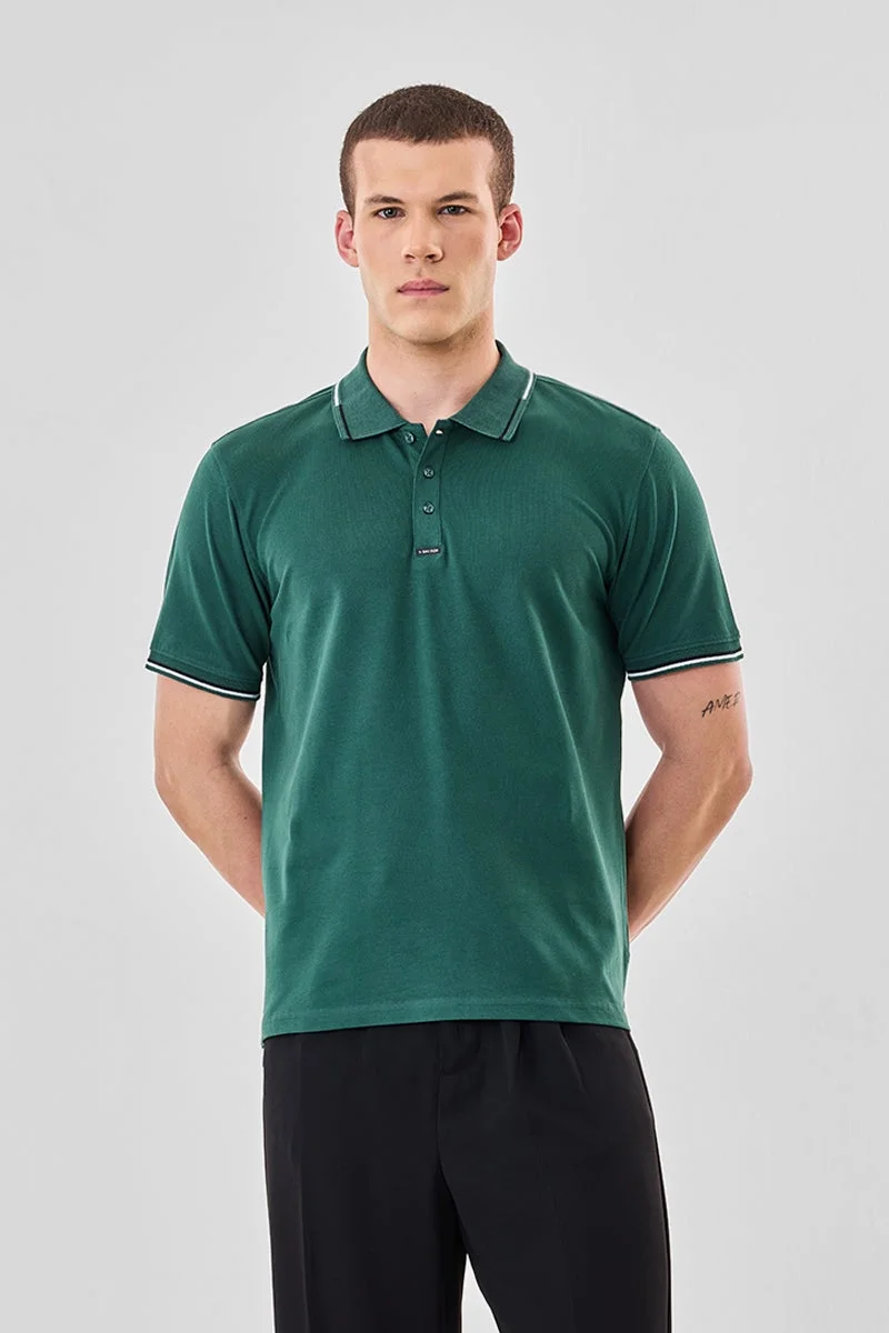 سنيتش تيشيرت بولو بقصة عادية مطاطي